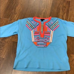J crew blue beaded top size extra small